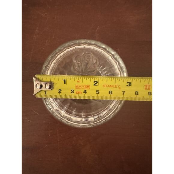 Vintage Luigi Bormioli Glass Trinket Box Powder Jar Rose Lid Floral Italy Signed - Picture 9 of 10